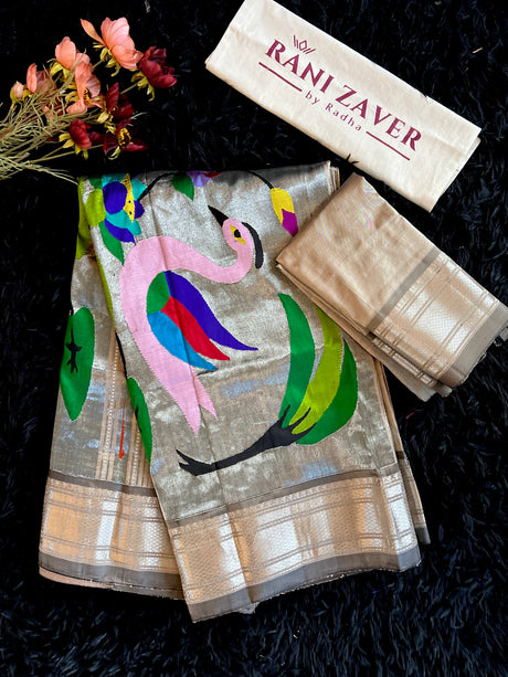 Mettalic Shade Paithani Handloom Pure Silk