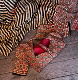 Ajrakh on Modal With Embroidery