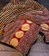 Ajrakh on Modal With Embroidery