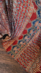 Ajrakh on Modal With Embroidery