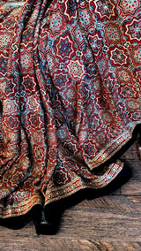 Ajrakh on Modal With Embroidery