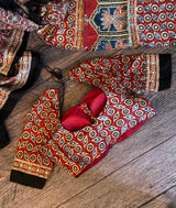 Ajrakh on Modal With Embroidery