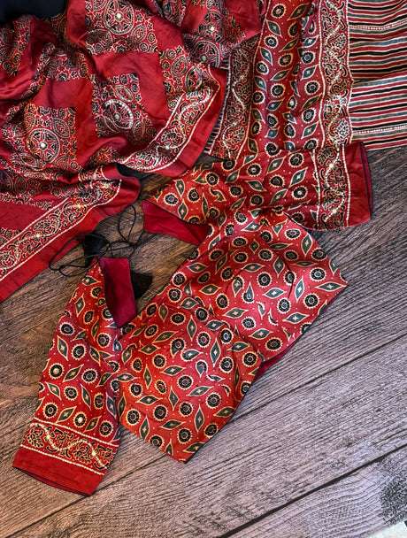 Ajrakh Modal With Bling Embroidery