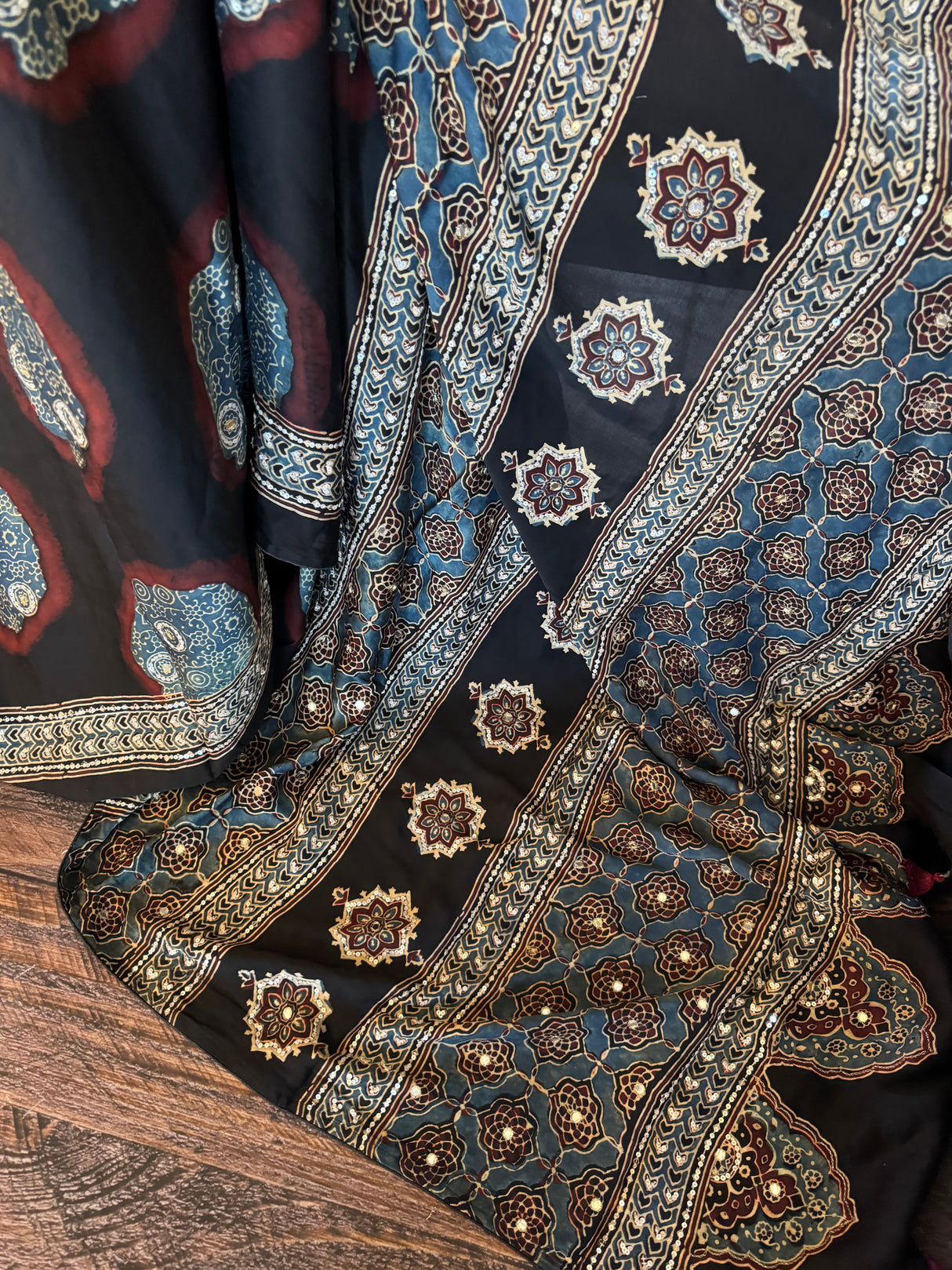 Ajrakh Modal With Bling Embroidery