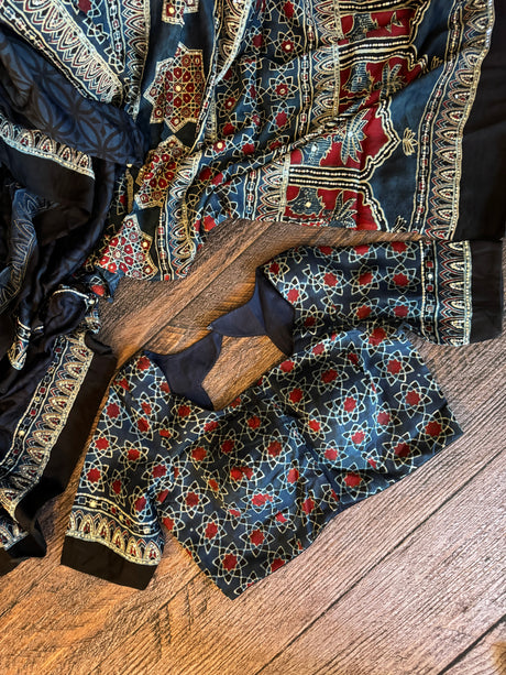 Ajrakh Modal With Bling Embroidery