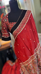 Ajrakh on Modal With Embroidery