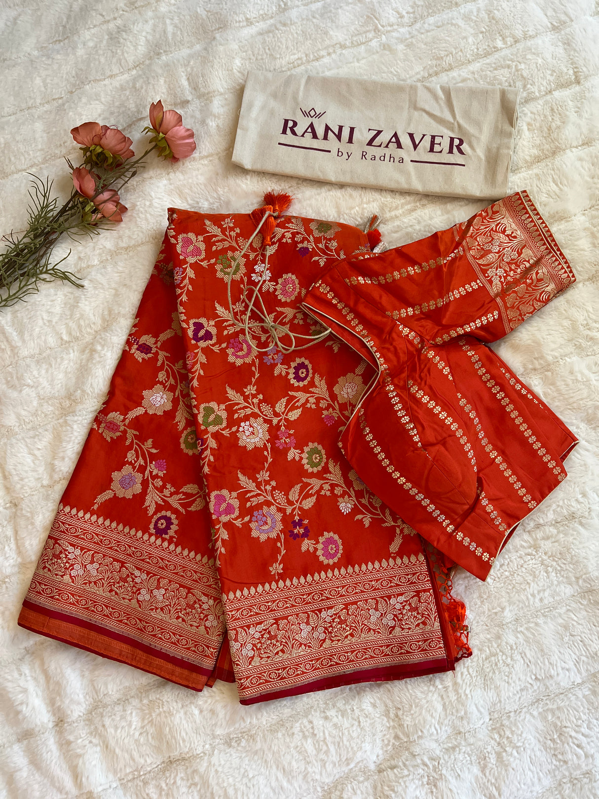 Banaras Katan Pure Silk KADUWA With Stitched Blouse
