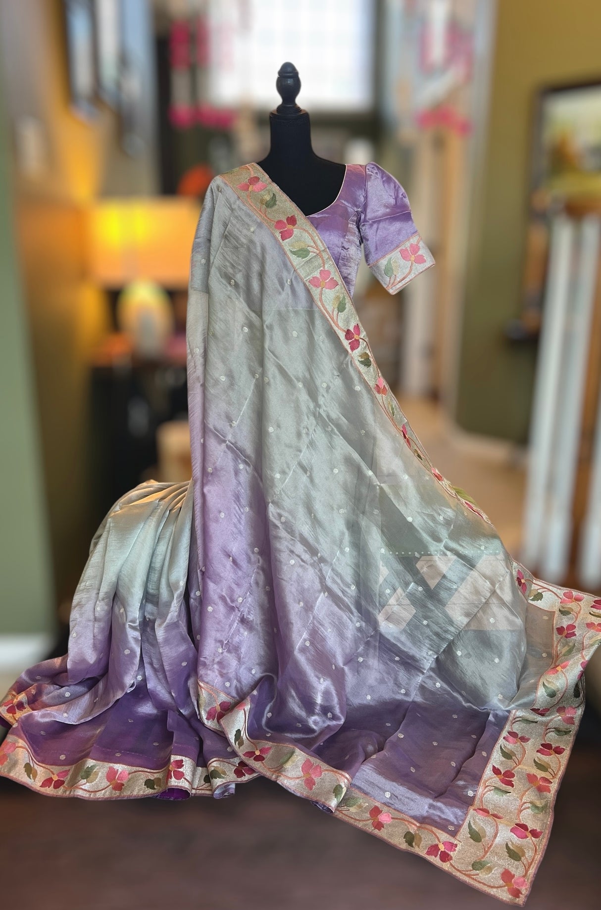 Tissue Organza silk saree with blouse