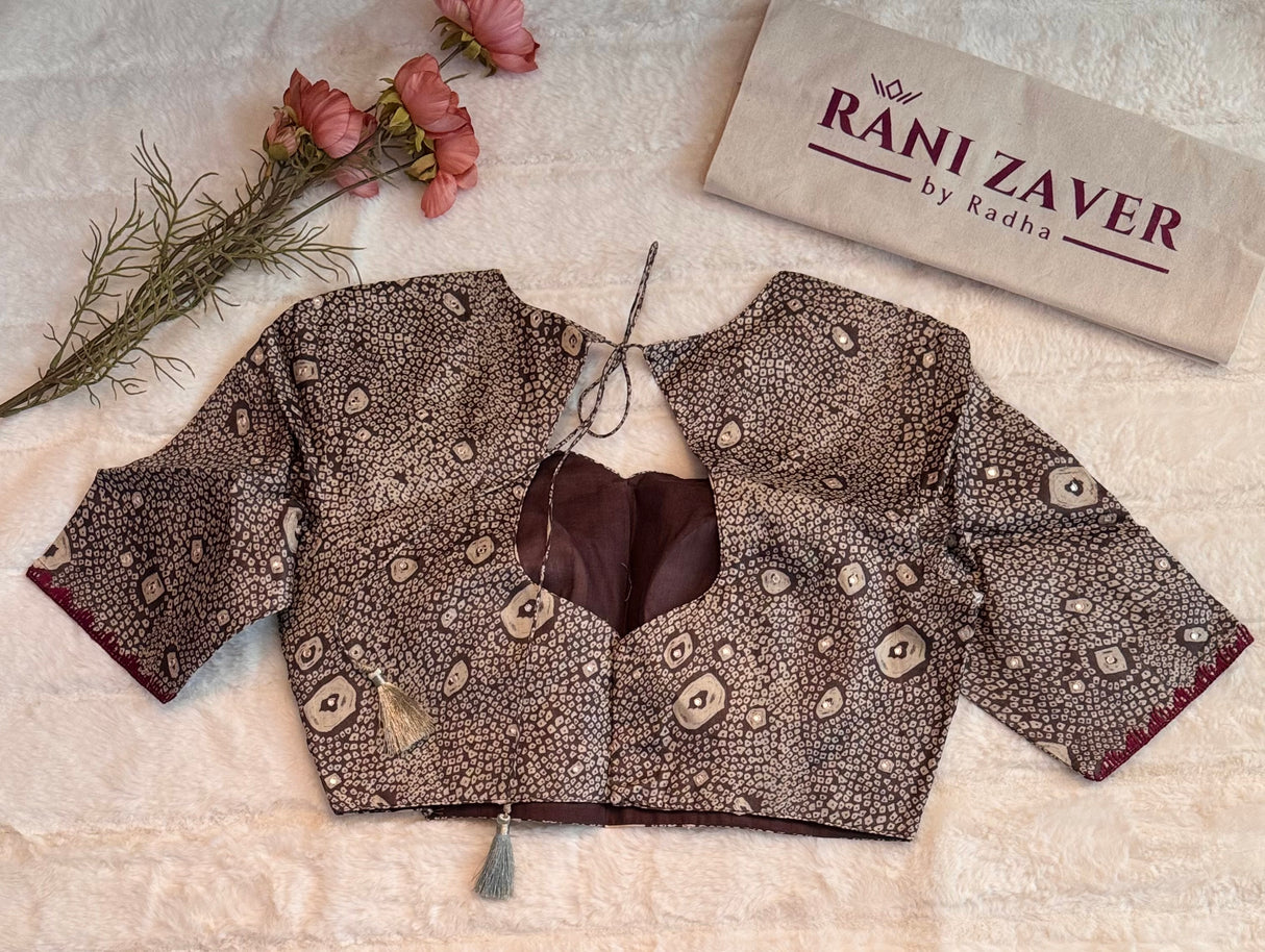 Tussar with applique work Pure Silk with Pre-Stitched Blouse