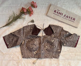 Tussar with applique work Pure Silk with Pre-Stitched Blouse