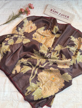 Tussar with applique work Pure Silk with Pre-Stitched Blouse
