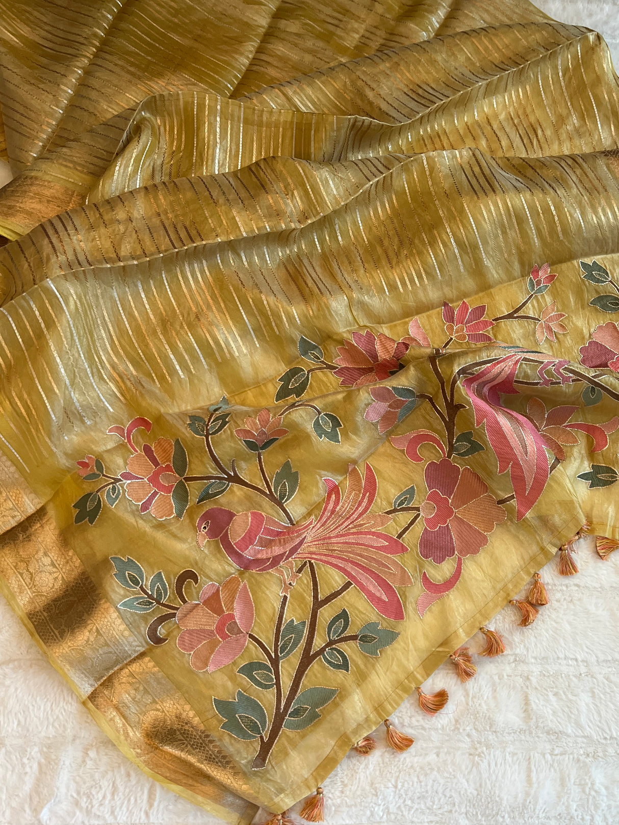 Organza Silk With Embroidered Paithani Pallu saree