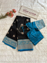 banarasi katan silk saree with pre stitched blouse