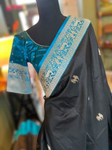  banarasi katan silk saree with pre stitched blouse
