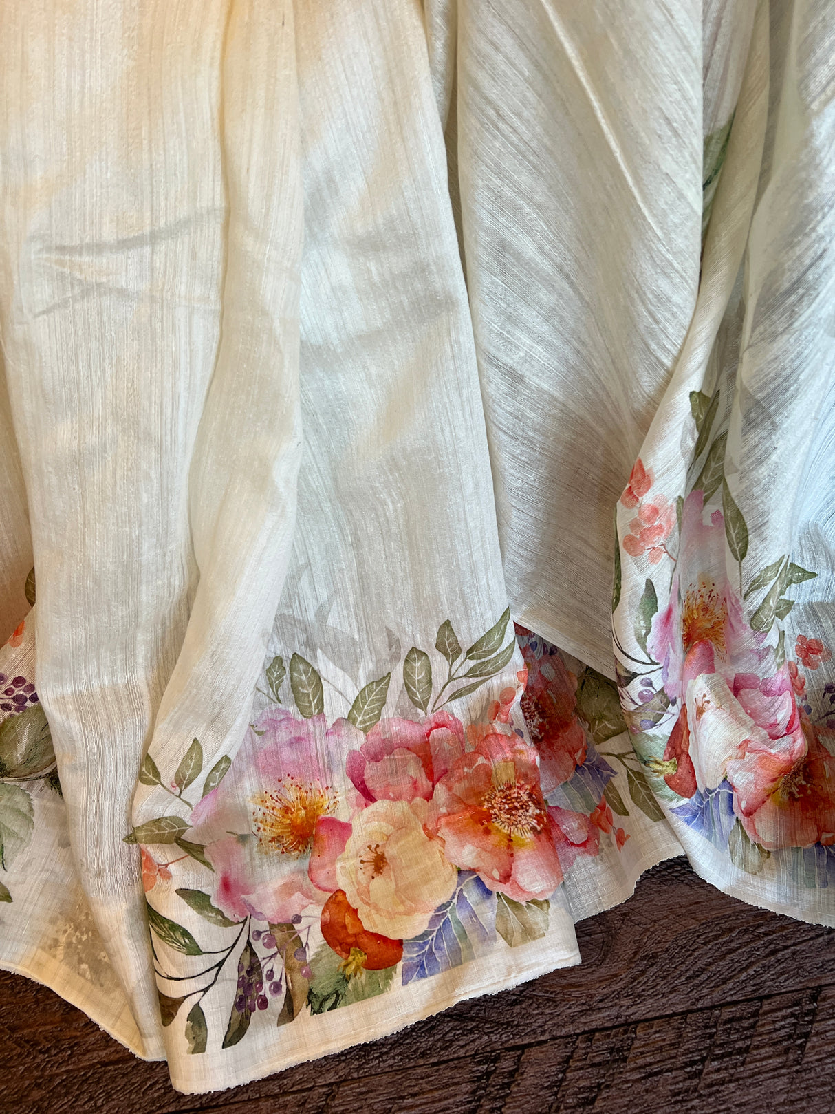 Floral Matka Silk With Pre-Stitched Blouse