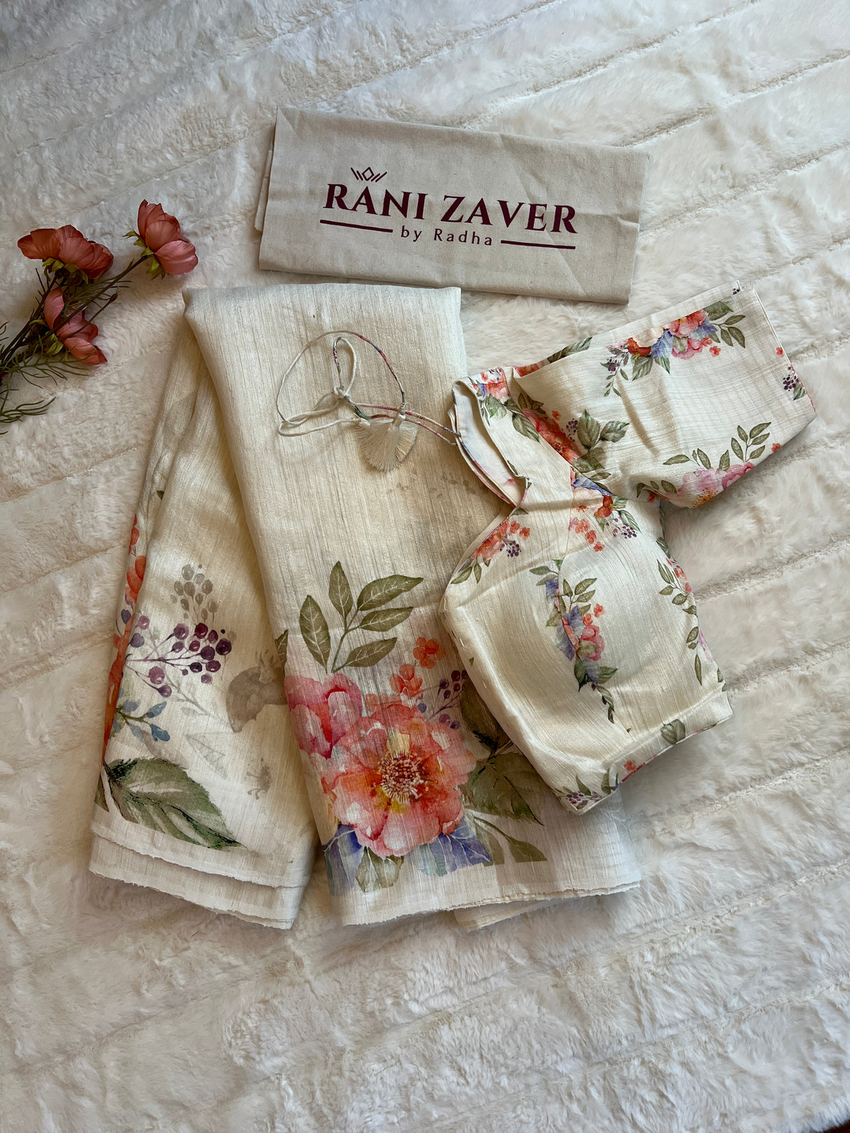 Floral Matka Silk With Pre-Stitched Blouse