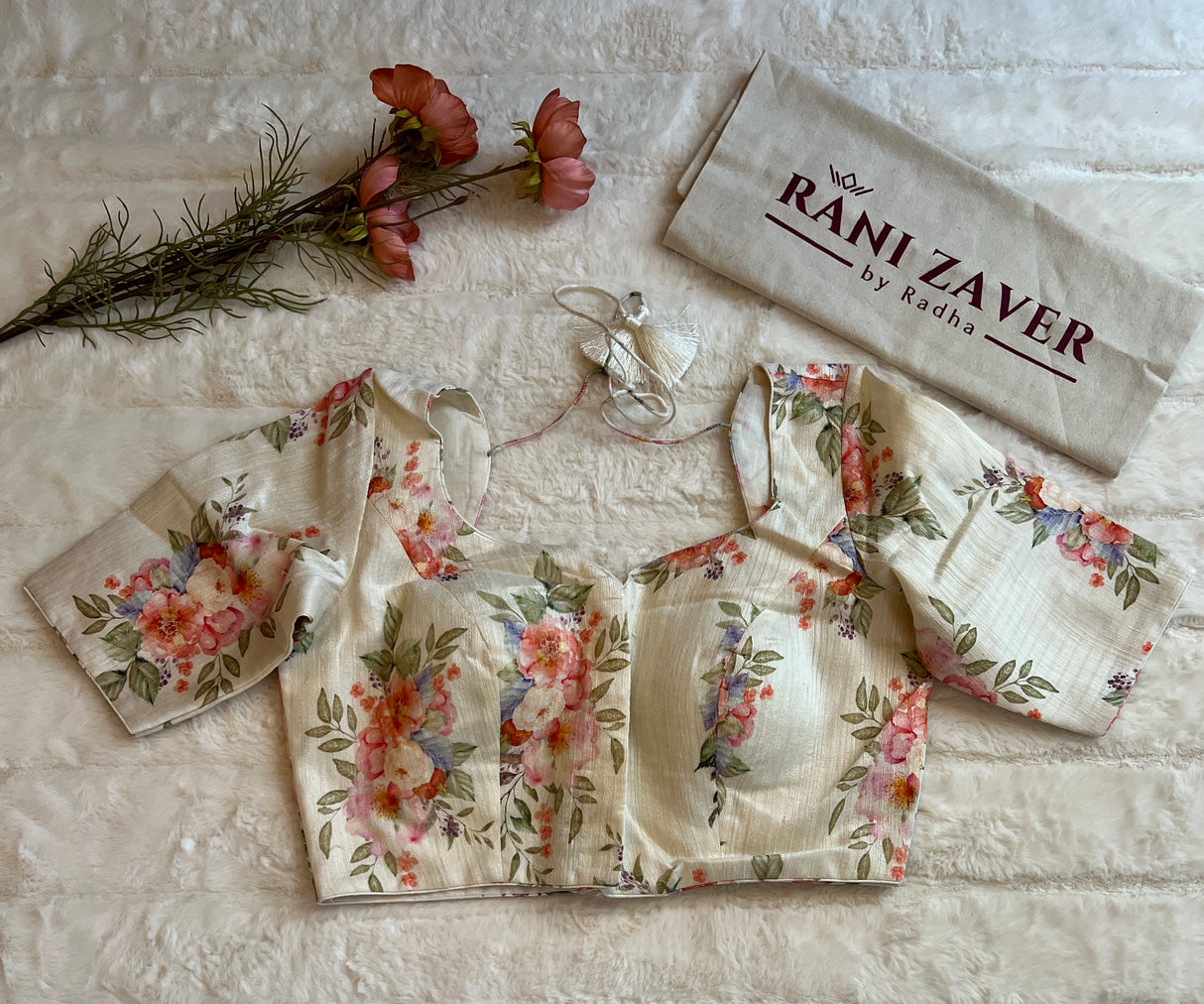 Floral Matka Silk With Pre-Stitched Blouse