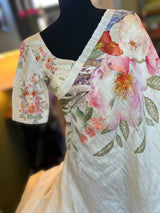 Floral Matka Silk With Pre-Stitched Blouse