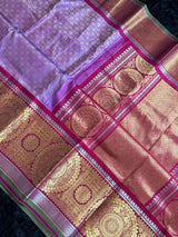 Kanchi Gadwal BROCADE Handloom Pure Silk  with Pre-Stitched Blouse Lavender