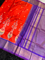 Ikkat Kanchipuram Fustion Handloom Pure Silk  with Pre-Stitched Blouse