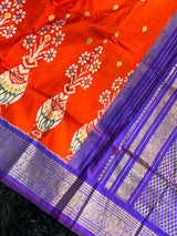 Ikkat Kanchipuram Fustion Handloom Pure Silk  with Pre-Stitched Blouse