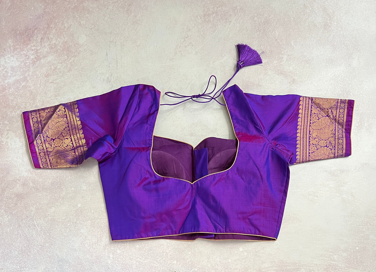 Ikkat Kanchipuram Fustion Handloom Pure Silk  with Pre-Stitched Blouse