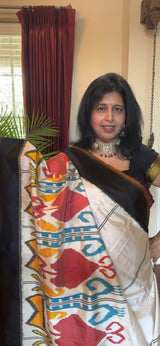 Cambodian design Single Ikkat Pure Silk