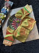 Olive Green Yeola Paithani Narali Border Handloom Pure Silk