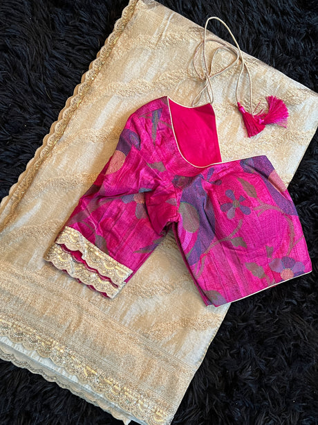 tissue kora saree with blouse