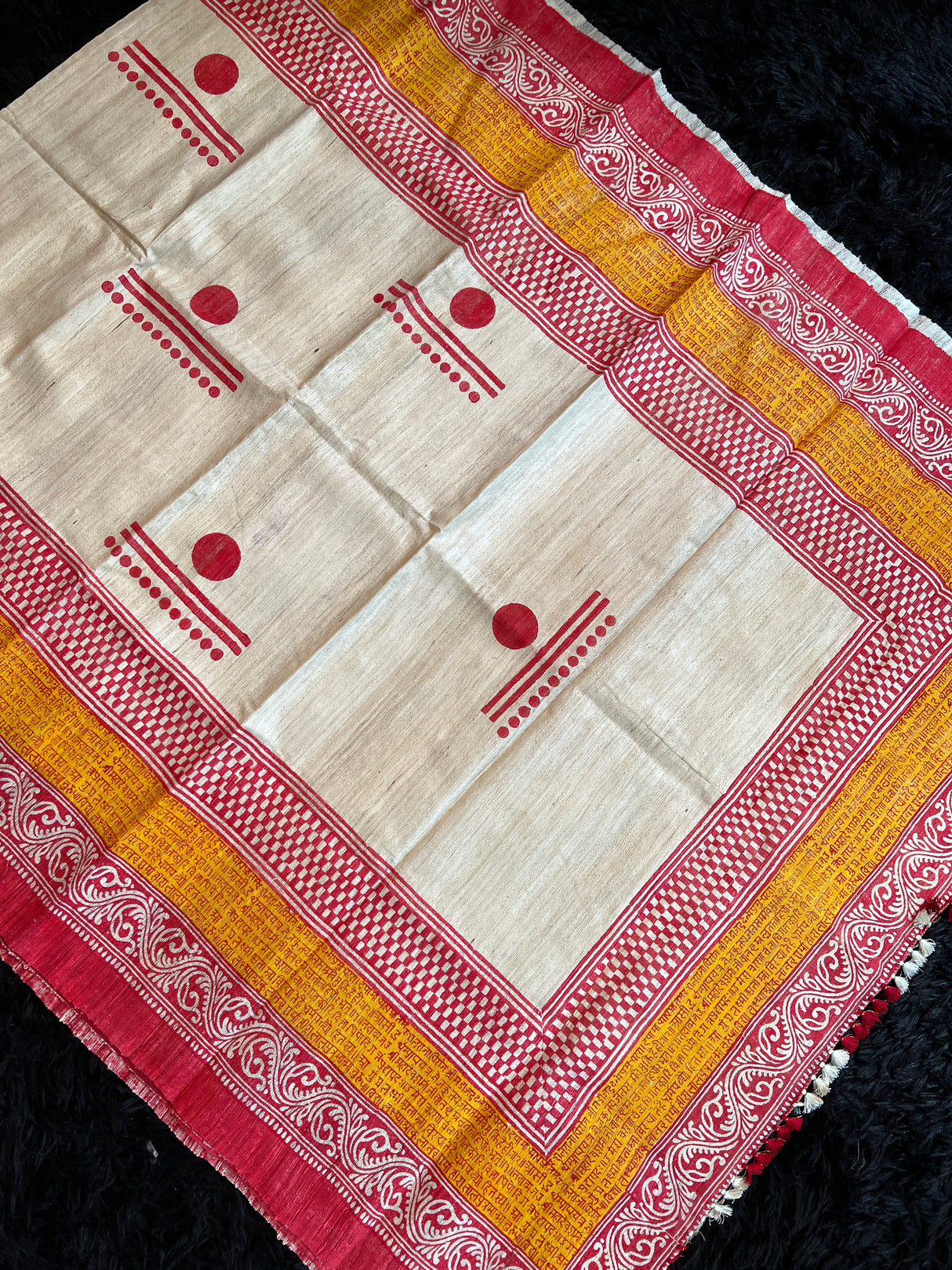 Tussar silk saree block print