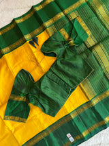 Yellow Green Kanchipuram Korvai Vairosi Pure Silk