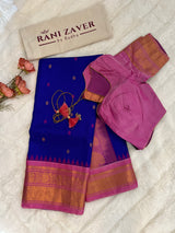 Gadwal Handloom Pure Silk With Pre-Stitched Blouse