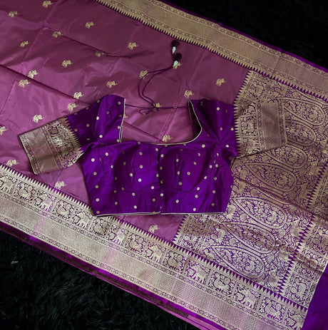 Banaras Katan Silk Shikargah kaduwa motifs Pre-Stitched Blouse AUS