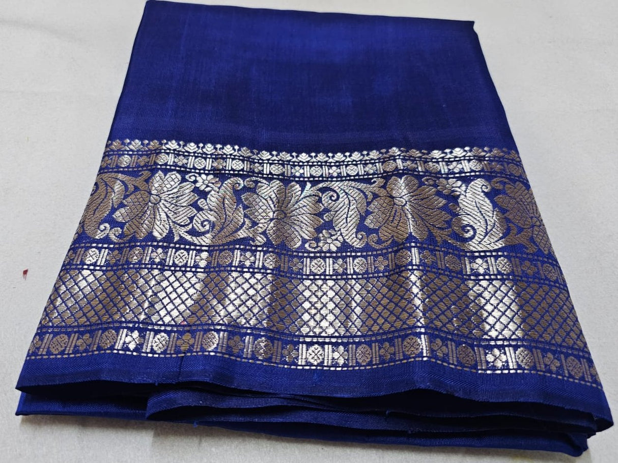 Gadwal Handloom Pure Silk Silver Zari  BLR