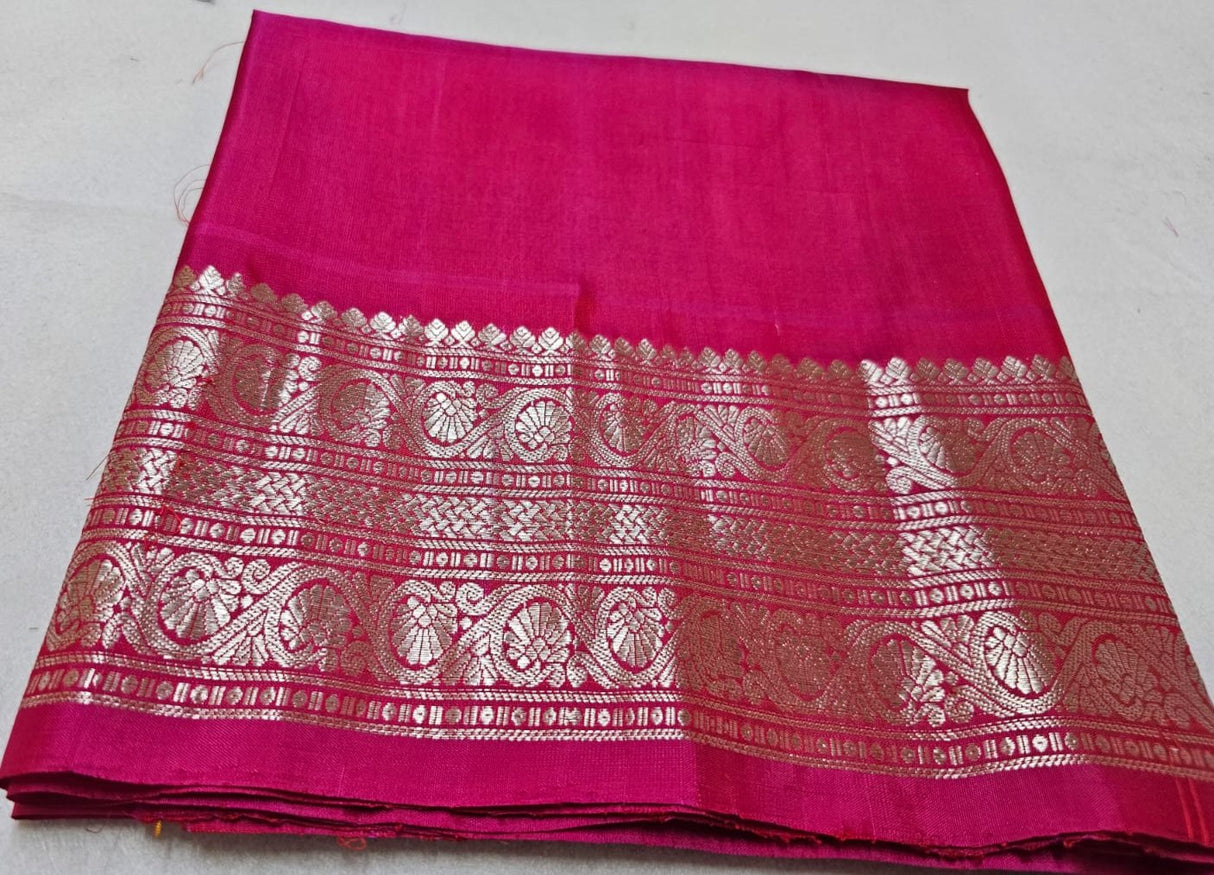 Gadwal Handloom Pure Silk Silver Zari  BLR