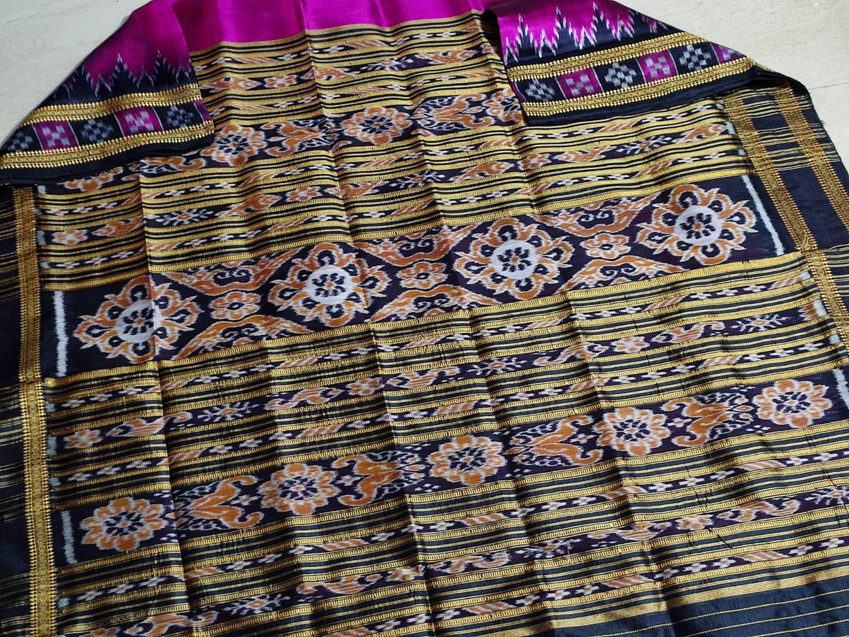 Sambalpuri Ikkat Handloom Silk Saree pink colour