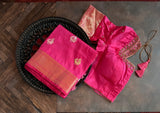 banarasi katan silk saree with pre stitched blouse