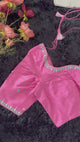 Pink Embroidered Raw Silk Blouse 38