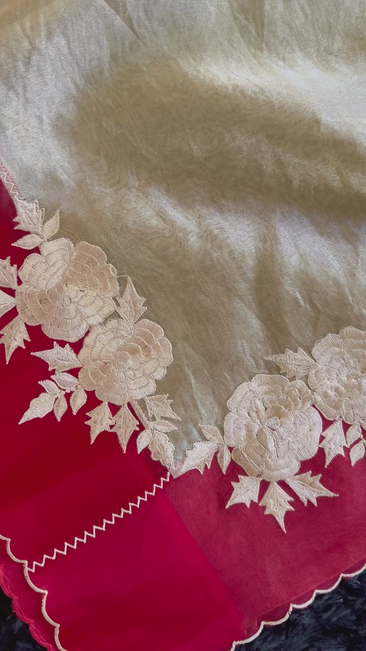 Red and Gold Combo Kora Organza