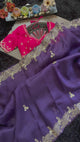 Purple Organza With Pink Contrats Blouse