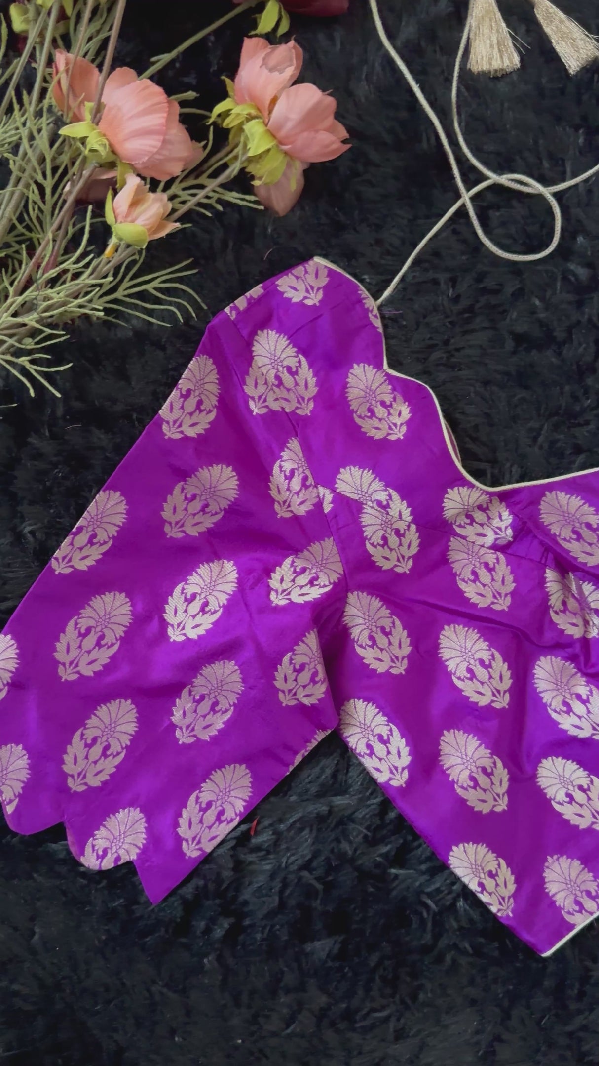 Purple Banaras Brocade Silk Blouse 38