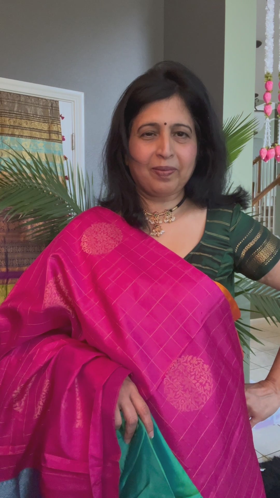 Pink Aquamarine Kanchi Soft SIlk borderless