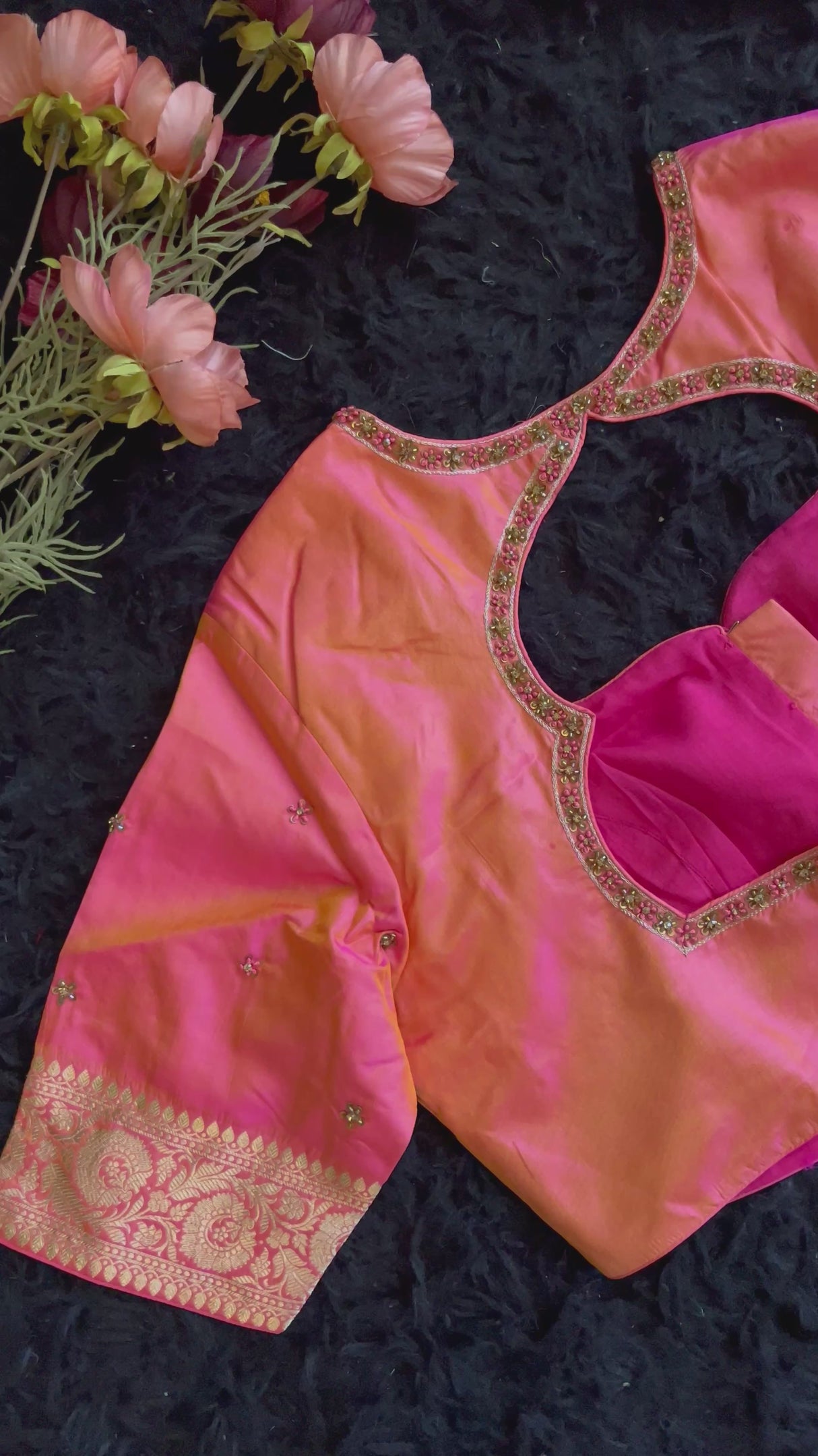 Salmon Color Banaras Katan Silk