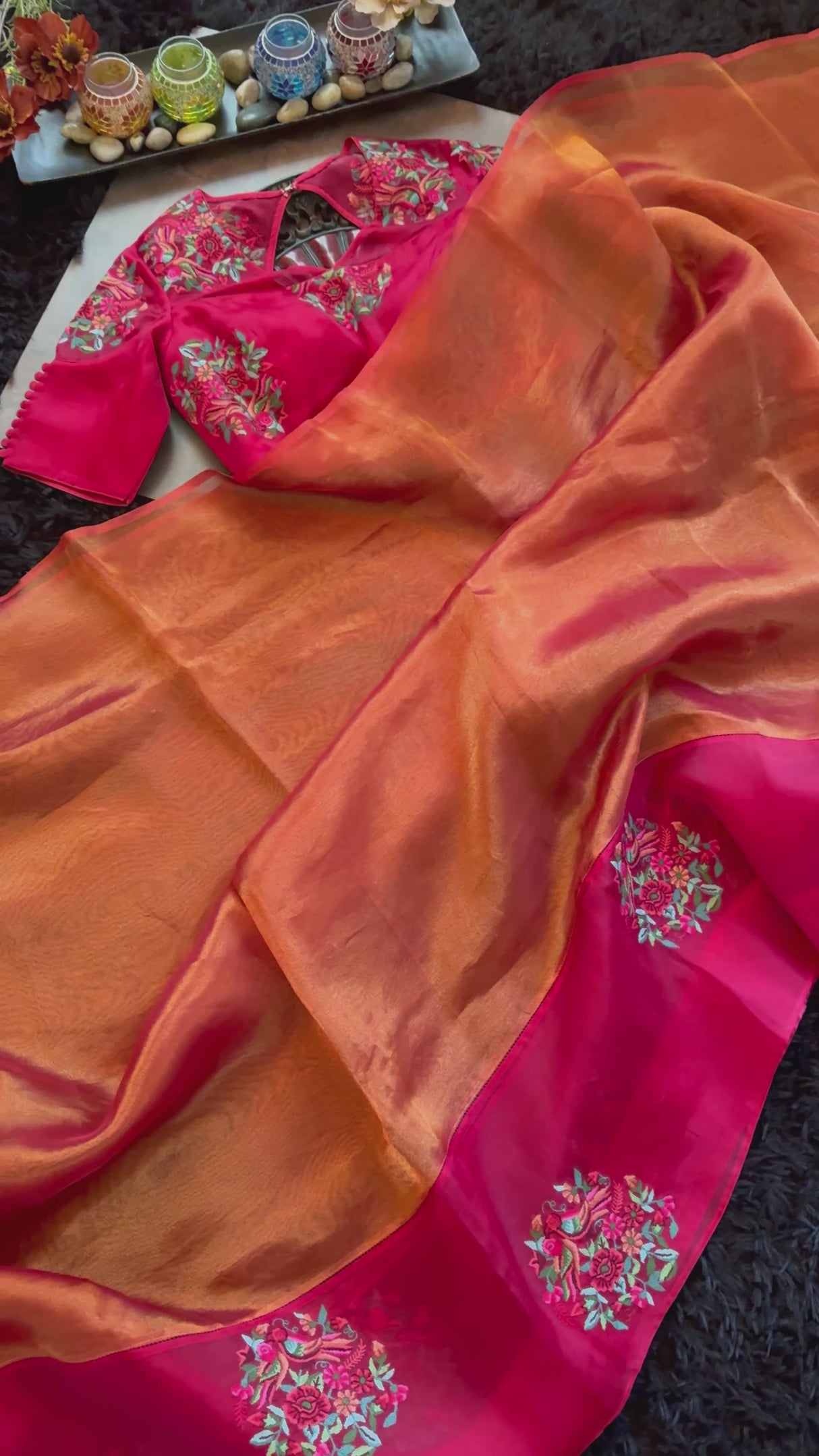 Metallic Tissue with Rust Organza