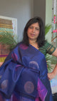 Royal Blue Magenta Kanchi Soft SIlk borderless